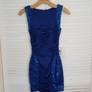 💕 Jessica Mcclintock Blue Sequins Mini Dress